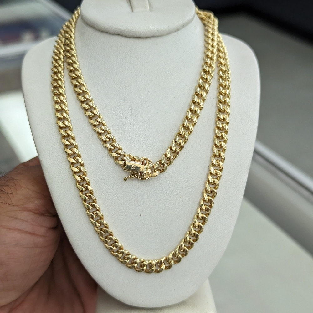 10kt Real Gold Miami Cuban Style Chain 5.8mm 24 inches - Picture 1 of 12